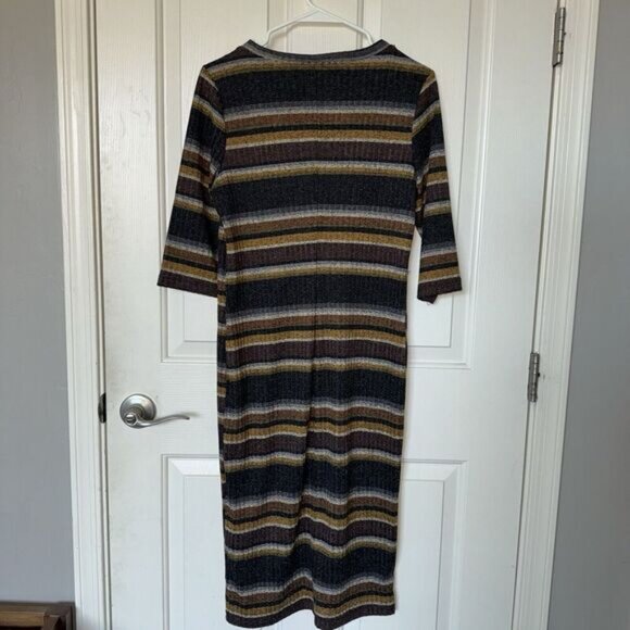 Emma & Michele Striped Knit MIDI Dress Brown Woman’s Size M Style 14018¿ - Picture 4 of 8